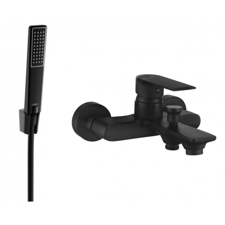 Mexen Royo R72 bath tap with shower set, black - 7223R72-70