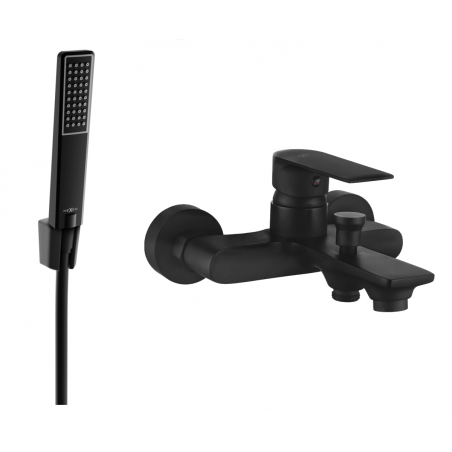 Mexen Royo R72 bathtub mixer tap with shower head, Black - 7223R72-70