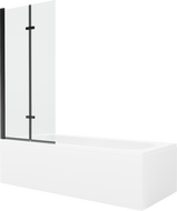 Mexen Vega 180 x 80 cm rectangular bathtub with panels and a 2-wing screen 80 cm, transparent, black - 550118080X9208027000
