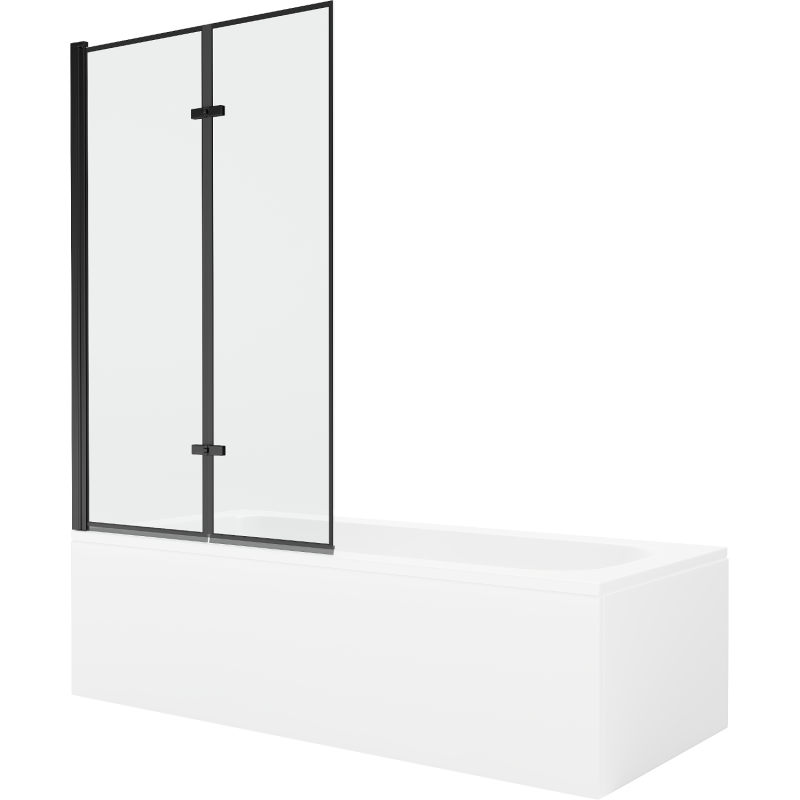 Mexen Vega 180 x 80 cm rectangular bathtub with panels and a 2-wing screen 100 cm, black pattern - 550118080X9210027070