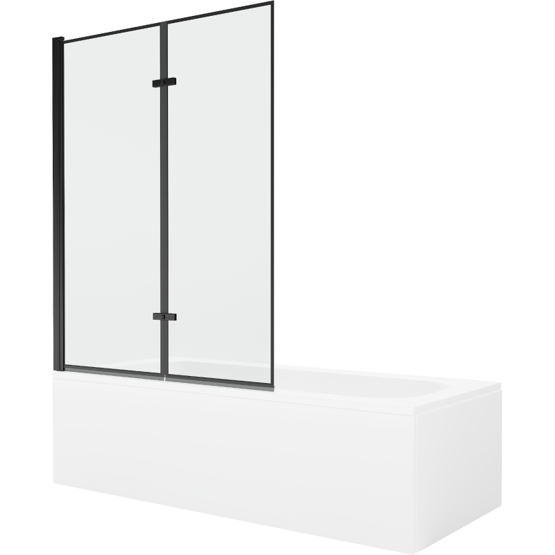 Mexen Vega 180 x 80 cm rectangular bathtub with panels and a 2-wing screen 120 cm, black pattern - 550118080X9212027070