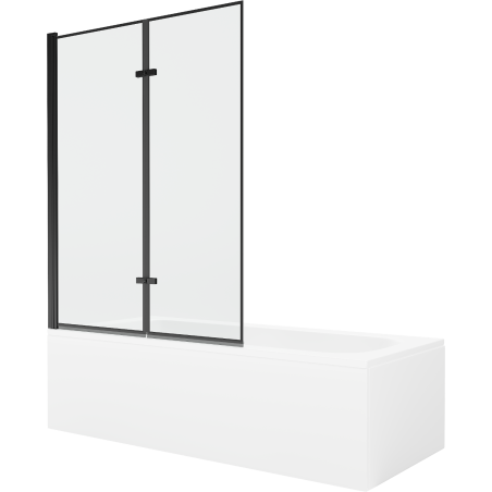 Mexen Vega 180 x 80 cm rectangular bathtub with panels and a 2-wing screen 120 cm, black pattern - 550118080X9212027070