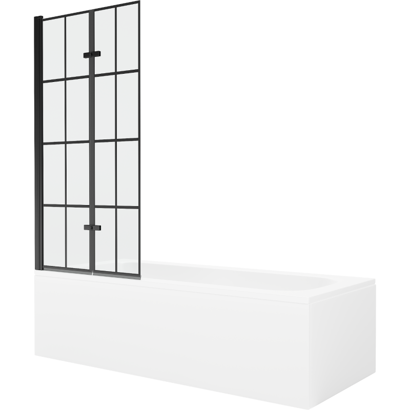 Mexen Vega 180 x 80 cm rectangular bathtub with panels and a 2-wing screen 80 cm, black pattern - 550118080X9208027077