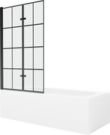 Mexen Vega 180 x 80 cm rectangular bathtub with panels and a 2-wing screen 100 cm, black pattern - 550118080X9210027077