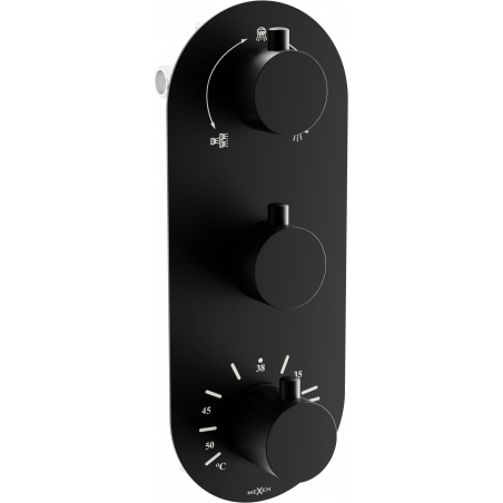 Mexen Kai 3-outlet thermostatic bathtub and shower mixer tap, Black - 77603-70