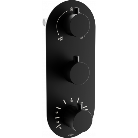 Mexen Kai Thermostatic Bath-Shower Mixer 3-Outlets, Black - 77603-70