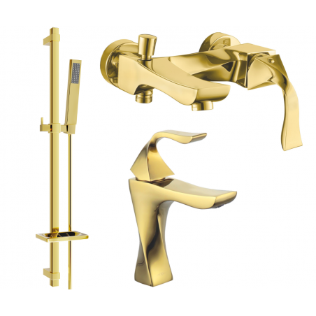 Mexen Estrella DQ02 bathtub set, gold - 72303DQ02-50