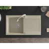 Mexen Leo granite sink 1-bowl with drainer and Elia kitchen faucet, beige - 6501-69-670101-69