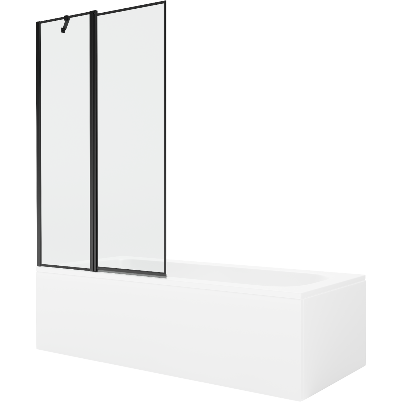 Mexen Vega 150 x 70 cm rectangular bathtub with panels and a 1-wing screen 100 cm, black pattern - 550115070X9410117070