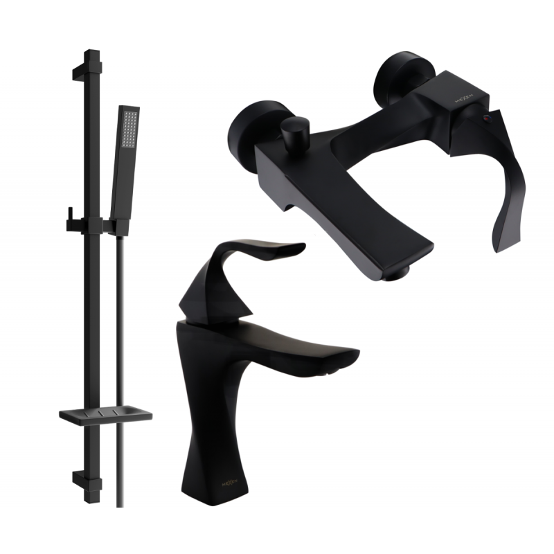 Mexen Estrella DQ02 bathtub set, Black - 72303DQ02-70