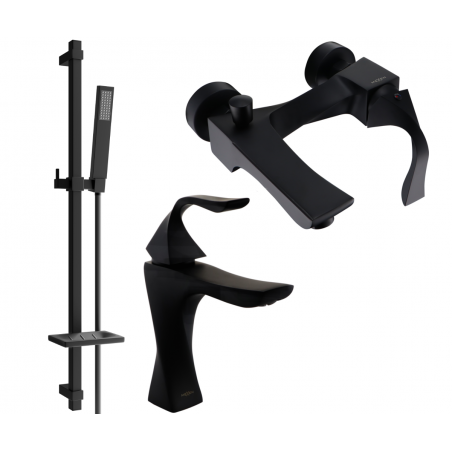Mexen Estrella DQ02 Bath Set, Black - 72303DQ02-70
