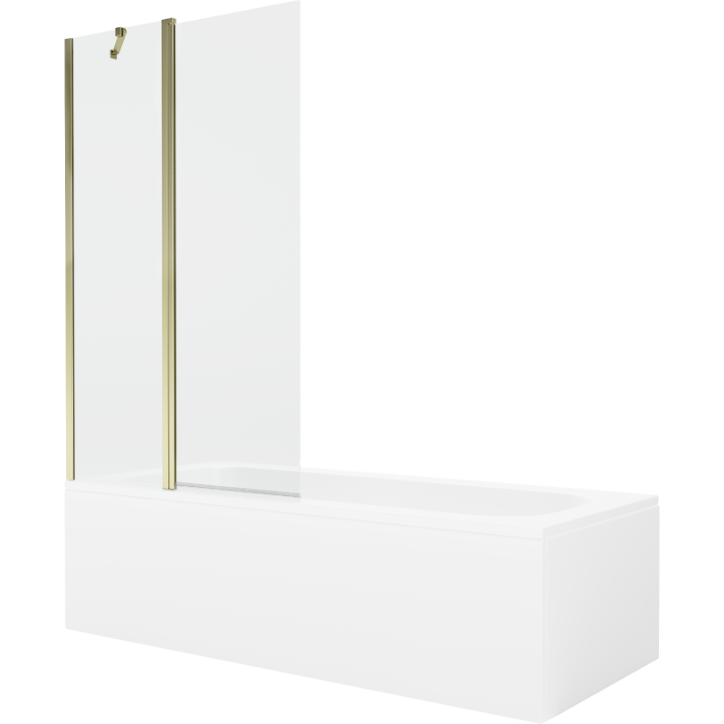Mexen Vega rectangular bathtub 150 x 70 cm with enclosure and 1-panel screen 100 cm, transparent, gold - 550115070X9410115000
