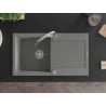 Mexen Leo 1-bowl granite sink with drainer and Elia kitchen tap, grey - 6501-71-670101-00
