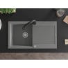 Mexen Leo 1-bowl granite sink with drainer and Elia kitchen faucet, gray - 6501-71-670101-70