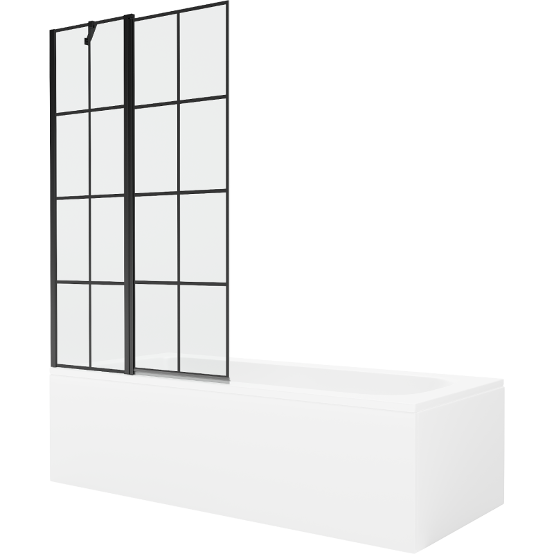 Mexen Vega 150 x 70 cm rectangular bathtub with panels and a 1-wing screen 100 cm, black pattern - 550115070X9410117077
