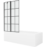 Mexen Vega 150 x 70 cm rectangular bathtub with panels and a 1-wing screen 100 cm, black pattern - 550115070X9410117077