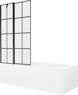 Mexen Vega 150 x 70 cm rectangular bathtub with panels and a 1-wing screen 100 cm, black pattern - 550115070X9410117077