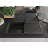 Mexen Leo granite sink, 1-bowl with drainer and Elia kitchen tap, black/gold metallic - 6501-75-670101-70-B