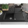 Mexen Leo granit sink 1-chamber with drainer and kitchen faucet Elia, black - 6501-77-670101-70