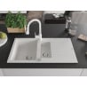 Mexen Matias granite sink 1.5-bowl with drainer and Elia kitchen tap, white - 6502-20-670101-20