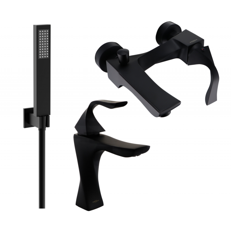 Mexen Estrella R02 bathtub set, Black - 72303R02-70