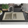Mexen Matias 1.5-bowl granite sink with drainer and Elia kitchen faucet, white - 6502-69-670101-00