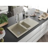 Mexen Matias 1.5-bowl granite sink with drainer and Elia kitchen faucet, white - 6502-69-670101-00