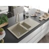 Mexen Matias 1.5-bowl granite sink with drainer and Elia kitchen tap, beige - 6502-69-670101-69