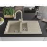Mexen Matias granite sink 1.5-bowl with drainer and kitchen faucet Elia, beige - 6502-69-670101-69
