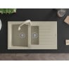 Mexen Matias 1.5-bowl granite sink with drainer and Elia kitchen tap, beige - 6502-69-670101-69