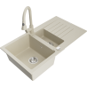 Mexen Matias granite sink 1.5-bowl with drainer and kitchen faucet Elia, beige - 6502-69-670101-69