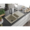 Mexen Matias granite sink 1.5-bowl with drainer and kitchen faucet Elia, beige - 6502-69-670101-70