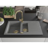 Mexen Matias 1.5-bowl granite sink with drainer and Elia kitchen faucet, gray - 6502-71-670101-50