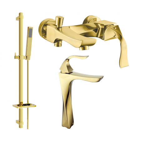 Mexen Estrella DQ02 bathtub set, Gold - 72313DQ02-50