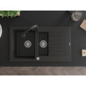 Mexen Matias 1.5-bowl granite sink with drainer and Elia kitchen faucet, black/gold metallic - 6502-75-670101-70