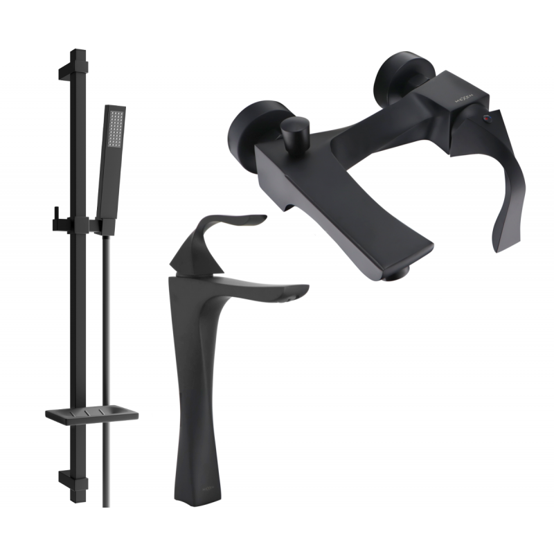 Mexen Estrella DQ02 bathtub set, Black - 72313DQ02-70