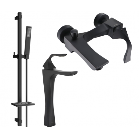 Mexen Estrella DQ02 bathtub set, Black - 72313DQ02-70