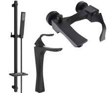 Mexen Estrella DQ02 bathtub set, Black - 72313DQ02-70