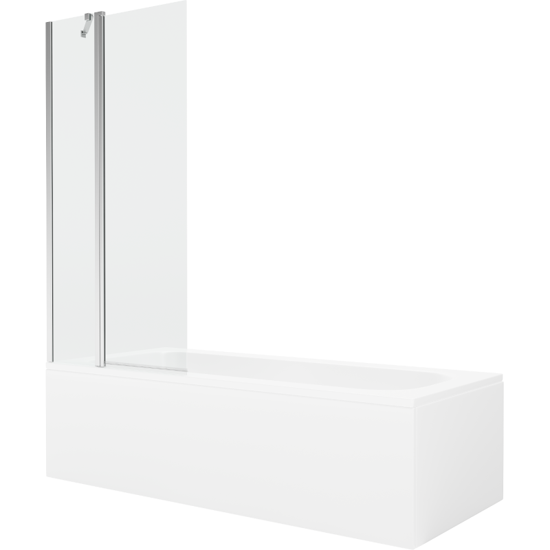 Mexen Vega 160 x 70 cm rectangular bathtub with panels and a 1-wing screen 80 cm, transparent, chrome - 550116070X9408110100