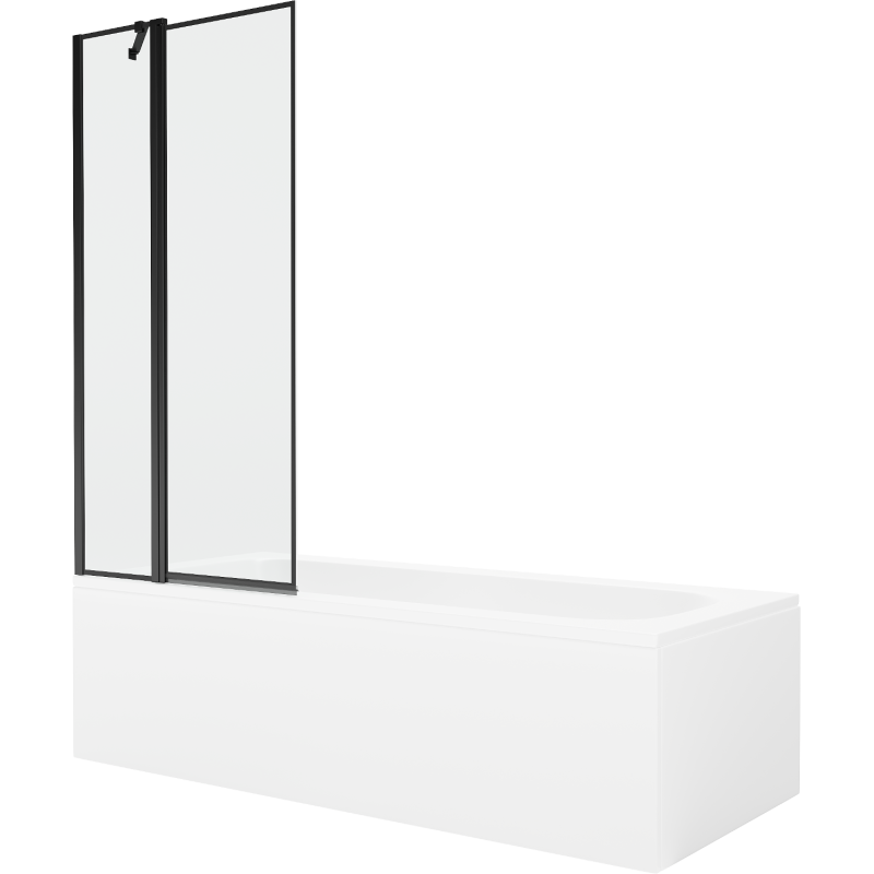 Mexen Vega rectangular bathtub 160 x 70 cm with enclosure and 1-wing screen 80 cm, black pattern - 550116070X9408117070