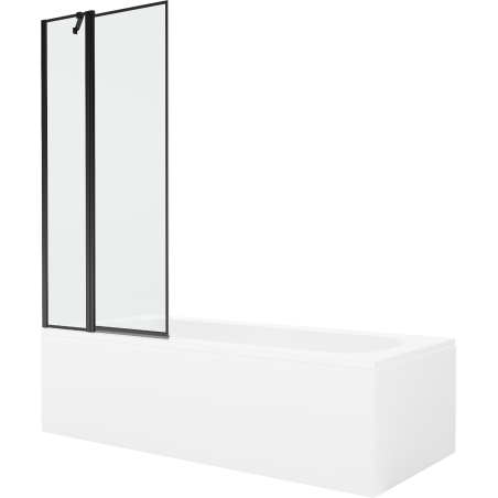 Mexen Vega rectangular bathtub 160 x 70 cm with enclosure and 1-wing screen 80 cm, black pattern - 550116070X9408117070