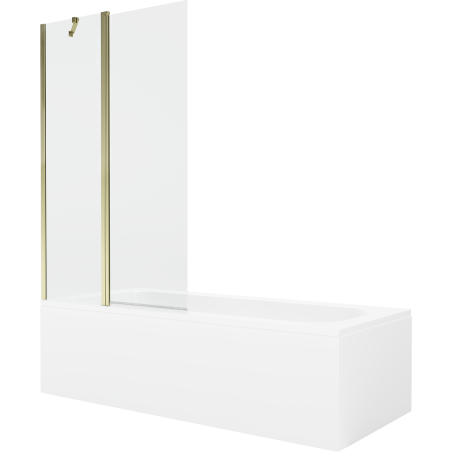 Mexen Vega 160 x 70 cm rectangular bathtub with panels and a 1-wing screen 100 cm, transparent, gold - 550116070X9410115000