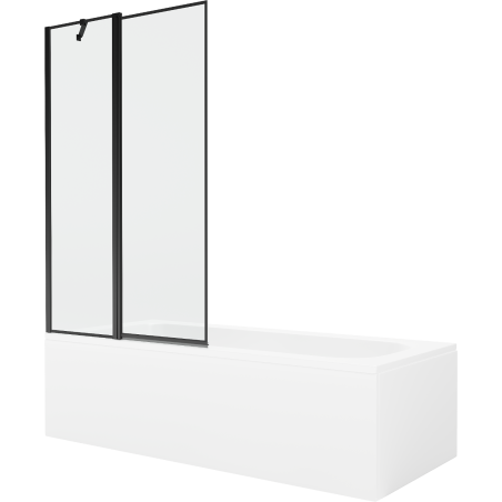 Mexen Vega 160 x 70 cm rectangular bathtub with panels and a 1-wing screen 100 cm, black pattern - 550116070X9410117070
