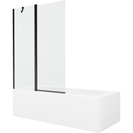 Mexen Vega 160 x 70 cm rectangular bathtub with panels and a 1-wing screen 120 cm, transparent, black - 550116070X9412117000
