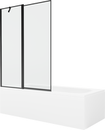 Mexen Vega 160 x 70 cm rectangular bathtub with panels and a 1-wing screen 120 cm, black pattern - 550116070X9412117070