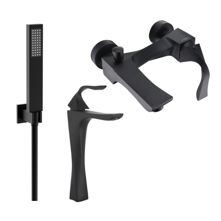 Mexen Estrella R02 bathtub set, Black - 72313R02-70