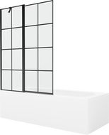 Mexen Vega 160 x 70 cm rectangular bathtub with panels and a 1-wing screen 120 cm, black pattern - 550116070X9412117077