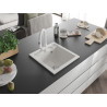 Mexen Vito granite kitchen sink 1-bowl with Elia kitchen faucet, white - 6503-20-670101-20