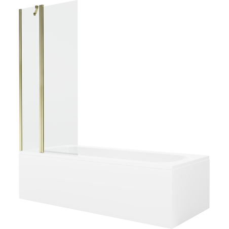 Mexen Vega 170 x 70 cm rectangular bathtub with panels and a 1-wing screen 80 cm, transparent, gold - 550117070X9408115000