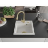 Mexen Vito granite kitchen sink 1-bowl with Elia kitchen faucet, white - 6503-20-670101-50